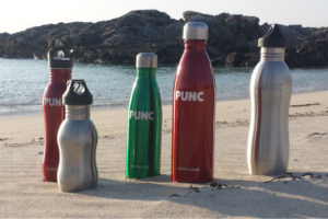 Reusable bottles. No single use plastic.