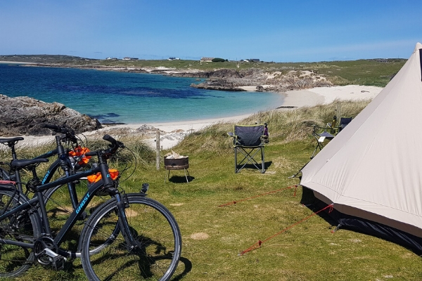The Machair habitat and the stunning coast at Clifden Eco Beach Camping & Caravanning Park.